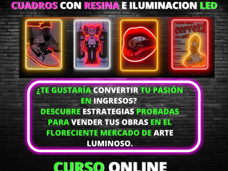 Cuadros Con Resina Epóxica E Iluminación Neón Flex Led